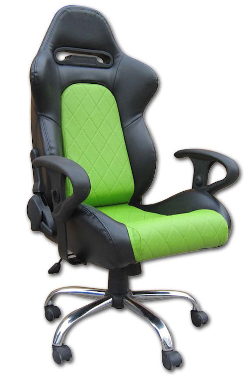Bürostuhl Sportsitz Racing Drehstuhl Chefsessel Schwarz Grün Kunstleder